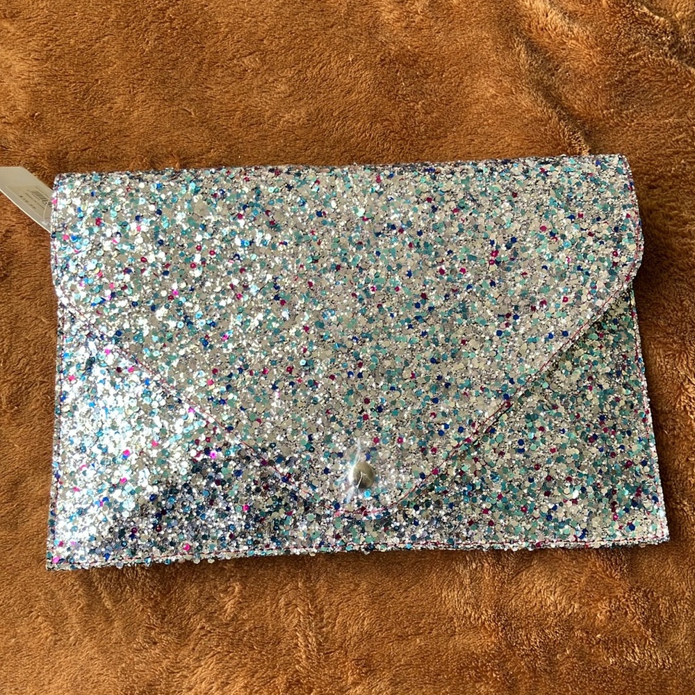 Brand new clutch purse - silver glitter